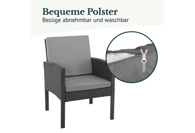 Svita Denver Polyrattan Gartenmöbel Set Essgruppe Lounge Esstisch Schwarz