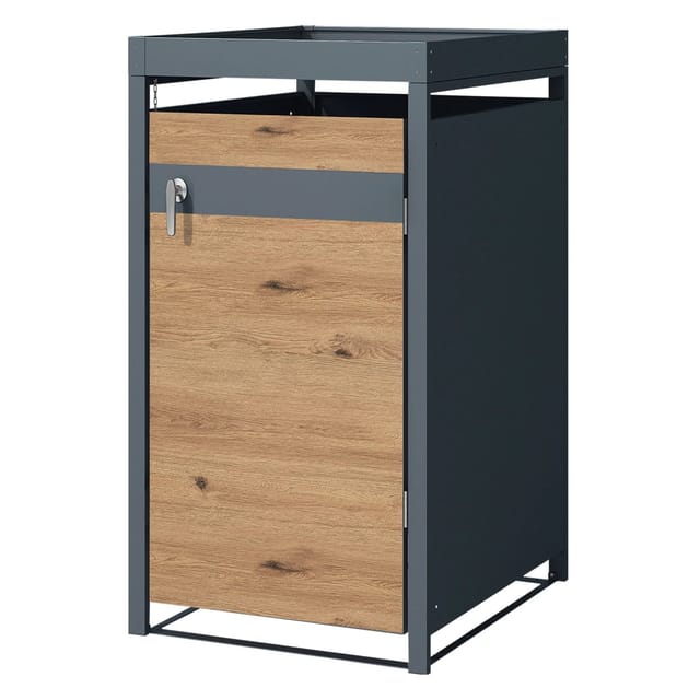 ML-Design Mülltonnenbox 1Er Pflanzdach 68x80x116,3cm Anthrazit-Eiche