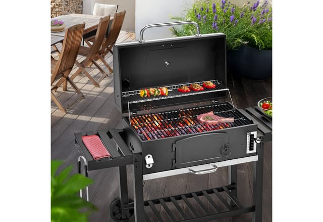 Taino Hero XXL Smoker BBQ Grillwagen Holzkohlegrill Grill Räucherofen Schwarz