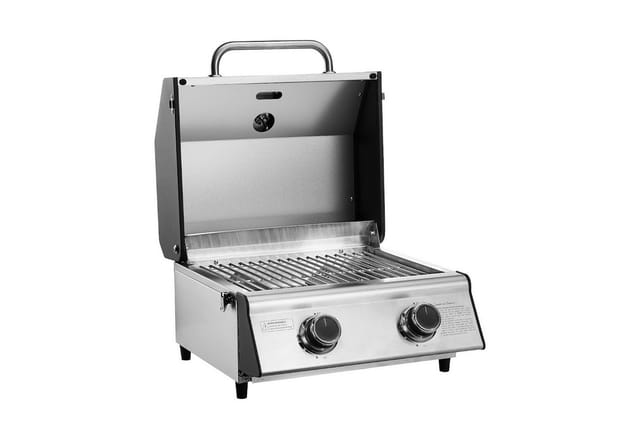 Taino Platinum Compact Tischgrill 2 Brenner Gasgrill Edelstahl Kompakt Camping BBQ