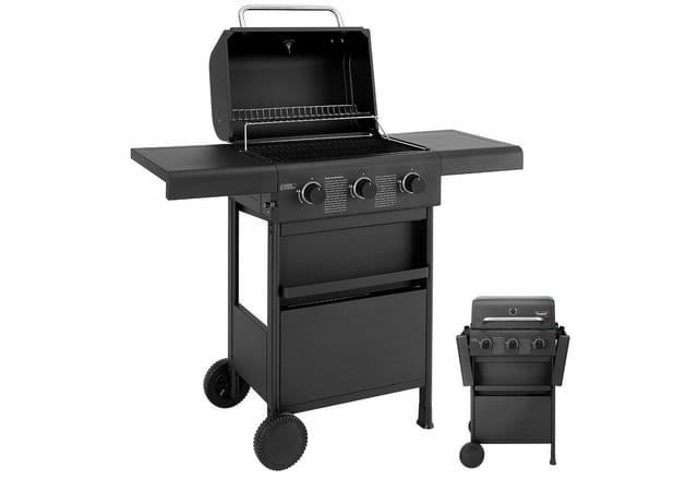 Taino Compact 3+0 Gasgrill Grillwagen Platzsparend Griller Gas Grill BBQ Schwarz