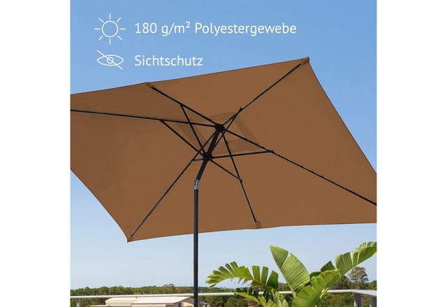 Svita Sonnenschirm 3x2m Balkonschirm Rechteckig Mit Sonnenschutz Matt Taupe