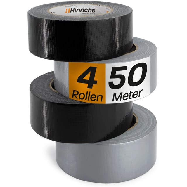 Hinrichs 4 Rollen Panzerband 50 Meter Schwarz und Silber