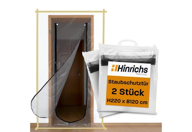 Hinrichs Staubschutztür mit Reißverschluss 220 x 120 cm Transparent