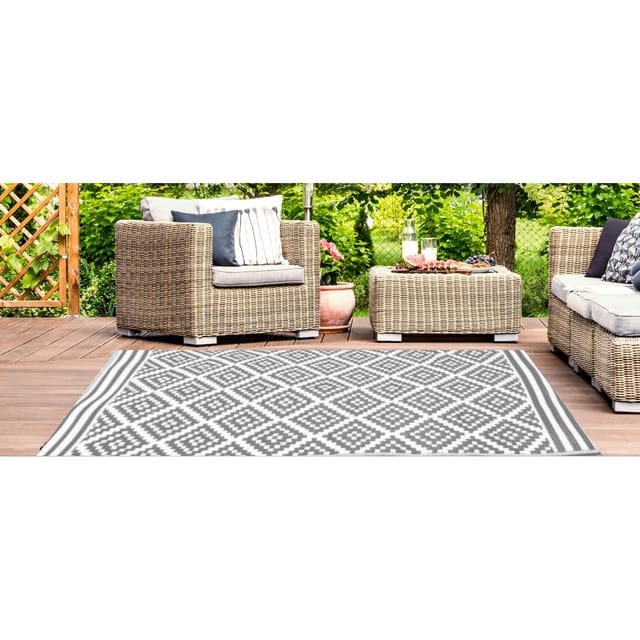 Jet-Line Outdoorteppich Austin Grau mit Geometrischen Mustern 120 x 180 cm