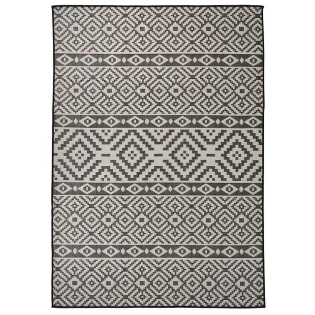 vidaXL Outdoorteppich Flachgewebe 140x200 Cm Schwarz Gestreift 1124022
