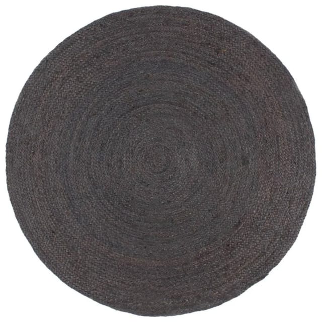 vidaXL Teppich Handgefertigt Jute Rund 240 Cm Dunkelgrau 1184026