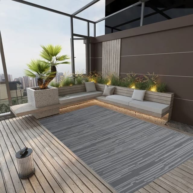 vidaXL Outdoorteppich Anthrazit 140x200 Cm Pp 1086013