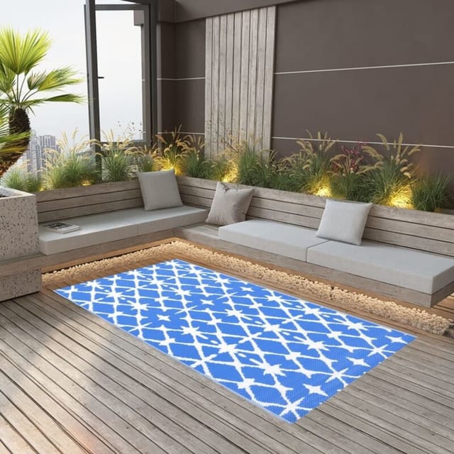 vidaXL Outdoorteppich Blau Und Weiß 160x230 Cm Pp 643966