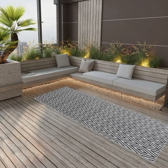 vidaXL Outdoorteppich Schwarz 80x250 Cm Pp 1085995