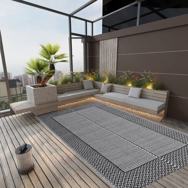 vidaXL Outdoorteppich Schwarz 140x200 Cm Pp 1085962