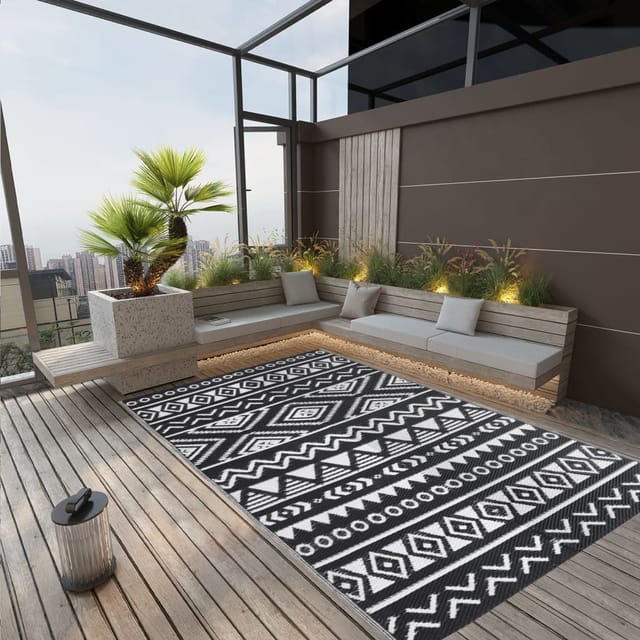 vidaXL Outdoorteppich Schwarz 190x290 Cm Pp 1085940