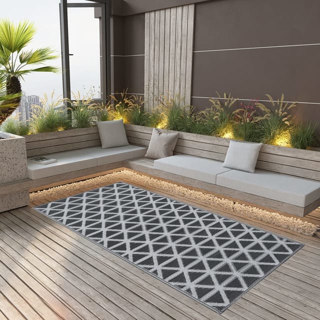 vidaXL Outdoorteppich Schwarz 190x290 Cm Pp 643939
