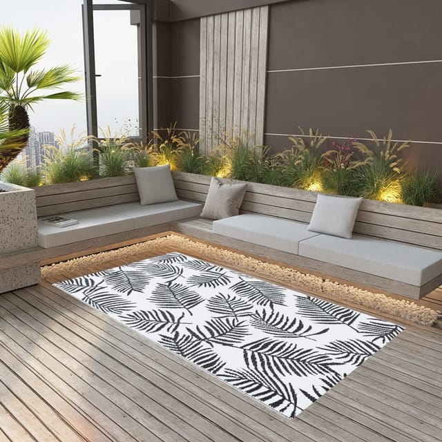 vidaXL Outdoorteppich Weiß Und Schwarz 120x180 Cm Pp 643945