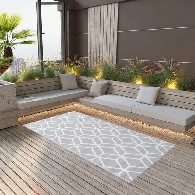vidaXL Outdoorteppich Grau 120x180 Cm Pp 643941