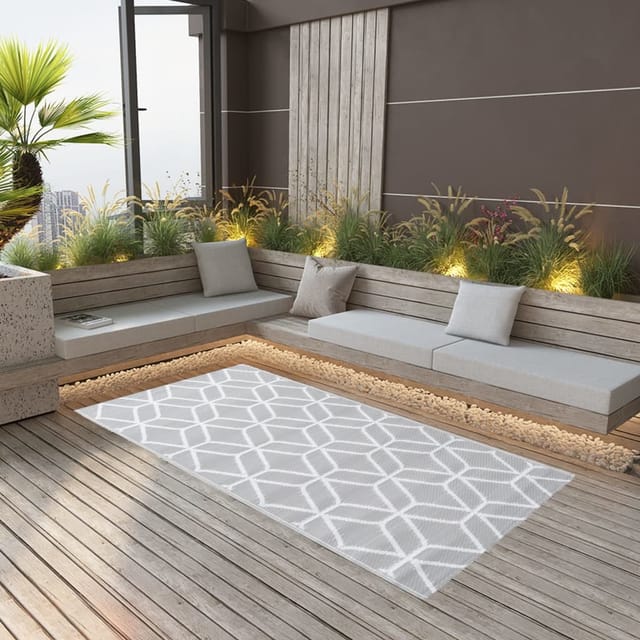 vidaXL Outdoorteppich Grau 160x230 Cm Pp 643942