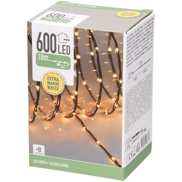 ECD Germany LED Micro Cluster Lichterkette 24m 800 LEDs Extra Warmweiß IP44