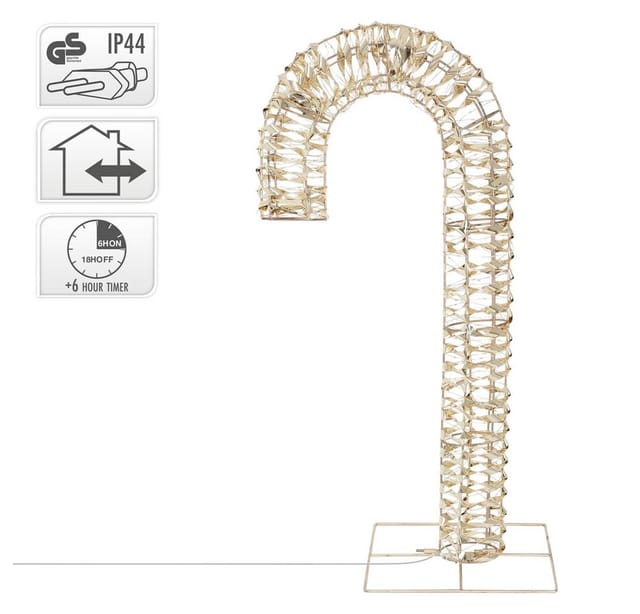 ECD Germany LED-Zuckerstange 75 cm in Gold mit LED-Beleuchtung Timer