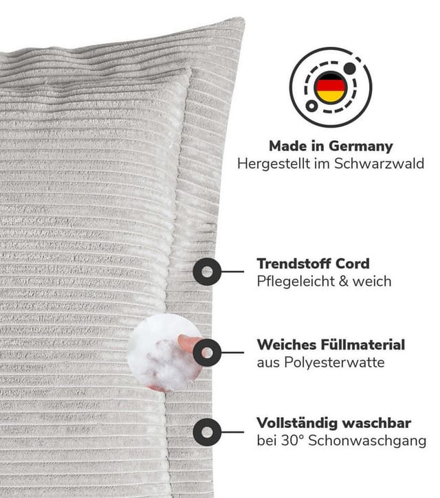 mokebo Sofakissen aus Cord Das Wölkchen Couchkissen oder Flatterkissen in Grau
