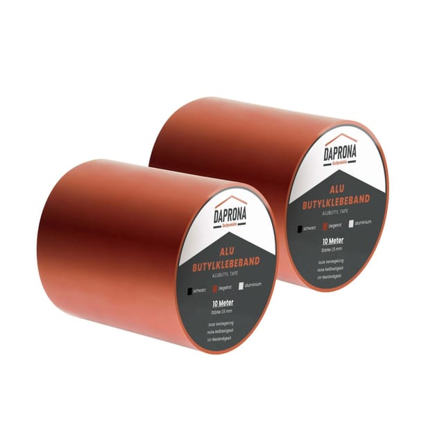 Daprona Butylband 2x 10m x 150mm Alu Ziegelrot Reperaturband Dichtband