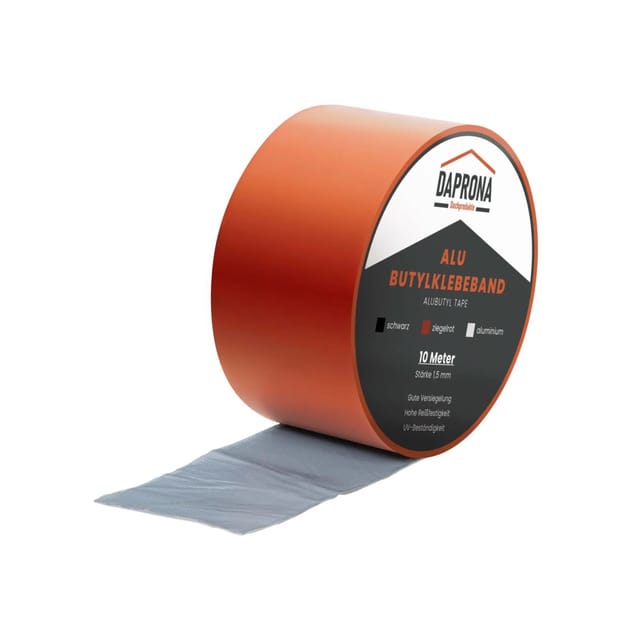 Daprona Butylband 10m x 75mm Alu Ziegelrot Reperaturband Dichtband