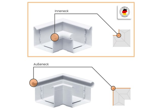Inefa Rinnenwinkel 90 Grad Inneneck PVC NW 68 Kastenrinne Dunkelbraun