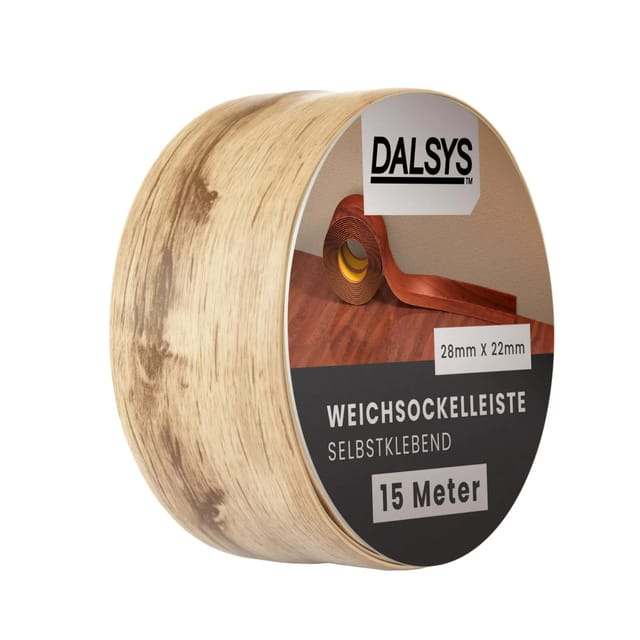 Dalsys Weichsockelleiste Selbstklebend 15m Gebleichte Eiche Fußbodenleiste
