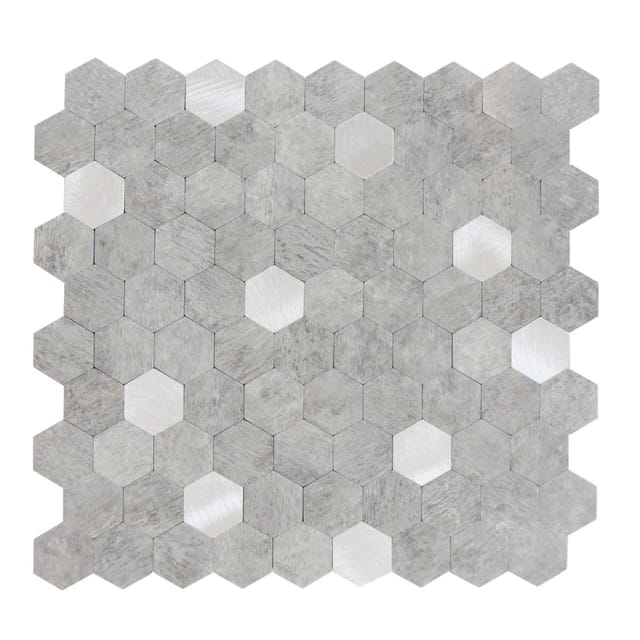 Dalsys Selbstklebende Fliesen 0,88m² 11 Stück Hexagon Hellgrau Silber
