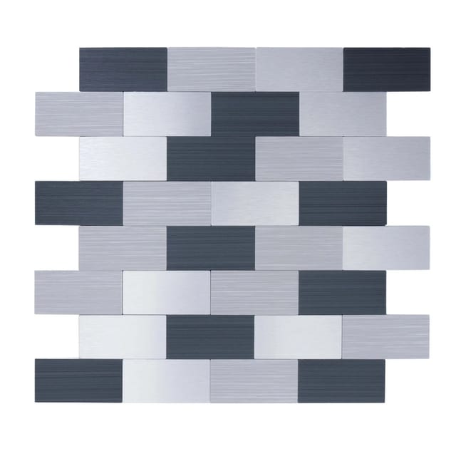 Dalsys Selbstklebende Fliesen 1m² 11 Stück Rechteck Grau Mix Silber