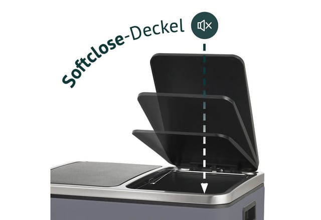 Svita TM2X15 Mülleimer 30 Mülltrennsystem Abfalleimer Mit Fächern Grau