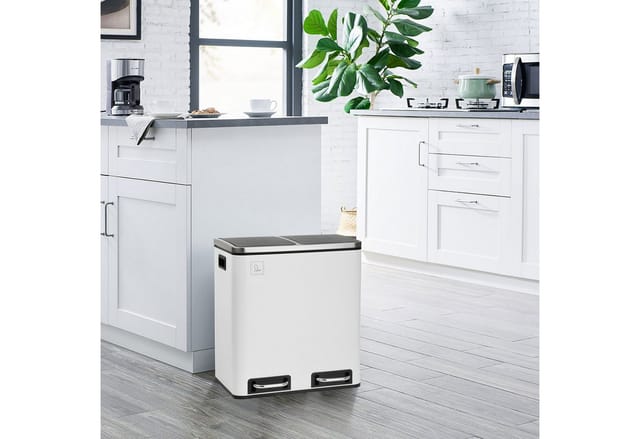 Svita TM2X15 Mülleimer 30 Mülltrennsystem Abfalleimer Mit Fächern Weiß