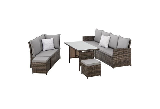 Svita Monroe Garten-Lounge Set Polyrattan Lounge-Möbel Sitzgruppe Braun