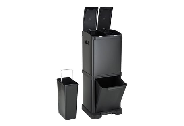 Svita 3xcombo 32L Mülleimer Mülltrennsystem Abfalleimer Mit Fächern Schwarz