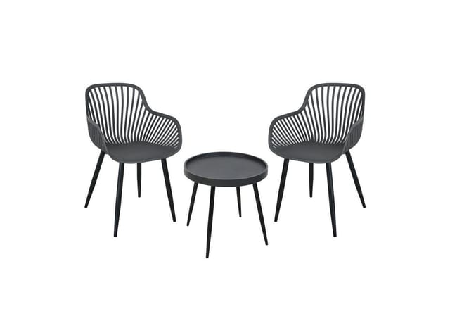 Svita Philly Sitzgruppe Balkonmöbel Set 3 teilig Grau/Schwarz