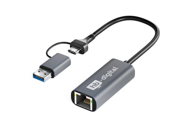hb-digital USB-C auf Ethernet Adapter mit USB 3.0