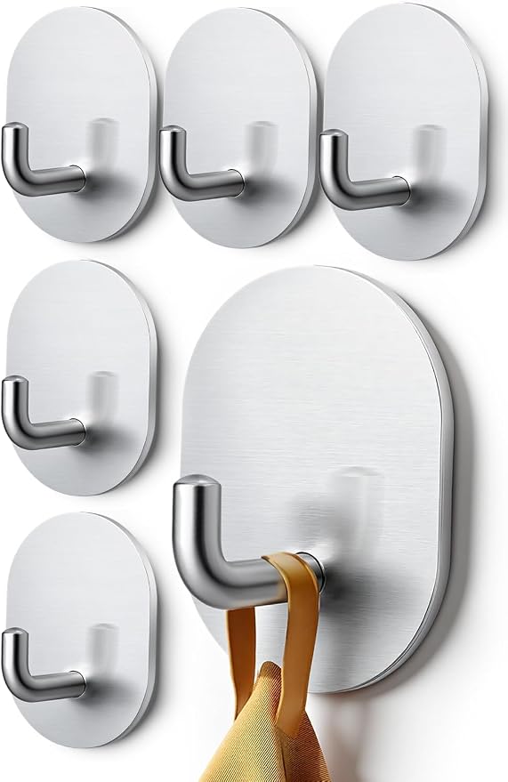 Set Mit 10 Selbstklebenden Edelstahl-wandhaken – Ideal Für Bad, Küche Und Büro – Silber