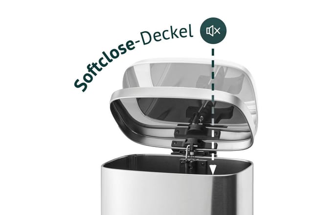Svita TQ30 Mülleimer 30L Treteimer Abfallbehälter Softclose Deckel Silber