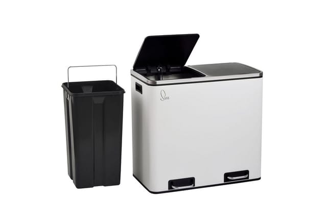 Svita TM2X24 Treteimer 48 Liter Abfalleimer Inneneimer Trennsystem Weiß
