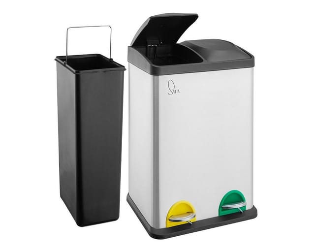 Svita TC2X20 Kücheneimer Office 40L Trennmülleimer Mülltrennung Edelstahl Silber