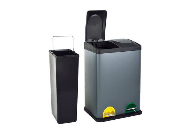 Svita TC2X20 Kücheneimer Office 40L Trennmülleimer Mülltrennung Grau