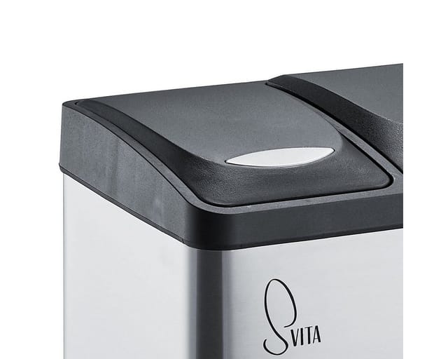 Svita TC2X8 Mülleimer 16 Liter 2x8L Doppelt Kücheneimer Treteimer Silber