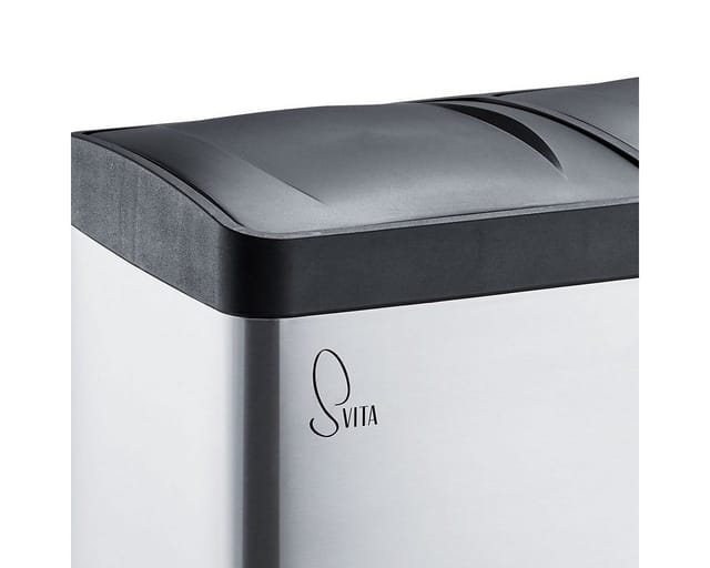 Svita T2X24 Mülleimer Edelstahl Papierkorb Abfalleimer Mülltrennung 48L Silber