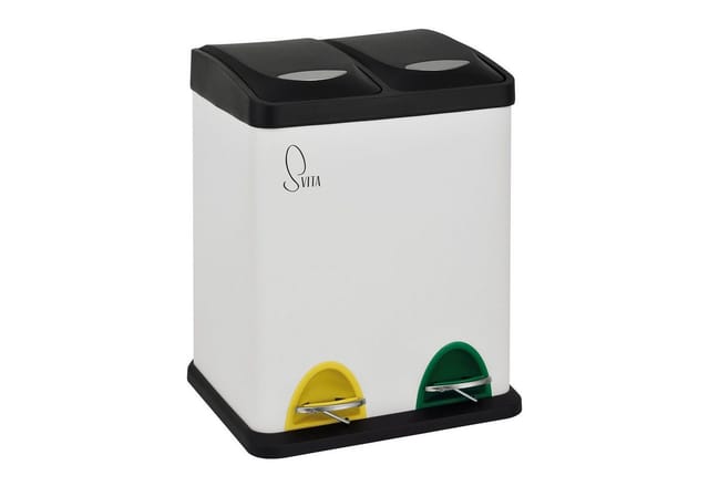 Svita TC2X8 Mülleimer 16 Liter 2x8L Doppelt Kücheneimer Treteimer Weiß