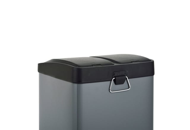 Svita TC2X8 Mülleimer 16 Liter 2x8L Doppelt Kücheneimer Treteimer Grau