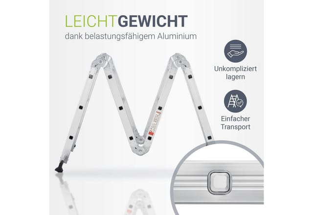 Juskys Aluminium Multifunktionsleiter 3,6m Tragfähigkeit bis 150 kg