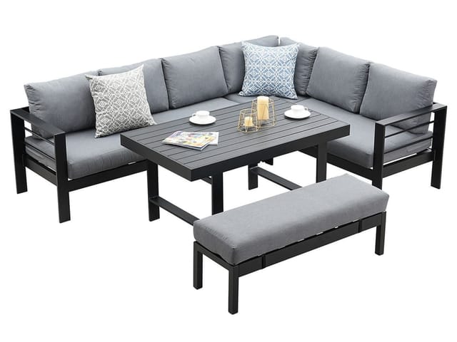 MeXo Aluminium Lounge-Set mit Esstisch für 8 Personen Schwarz