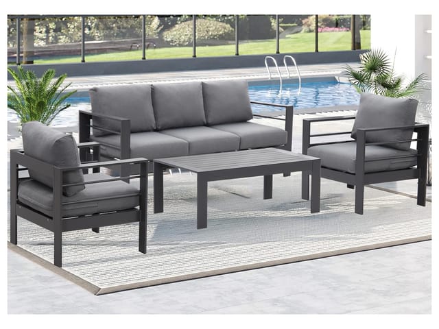 MeXo Gartenmöbel Set aus Aluminium Loungeset für 5 Personen Grau