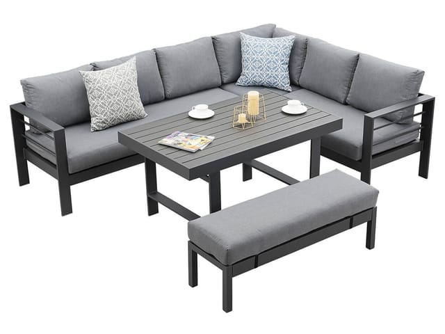 MeXo Aluminium Lounge-Set mit Esstisch für 8 Personen Grau