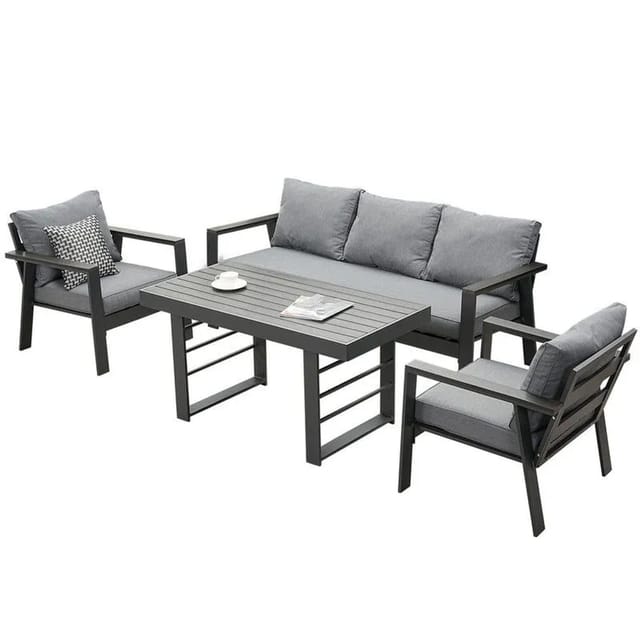 MeXo Aluminium Dining Lounge Outdoor mit Esstisch für 5 Personen Grau