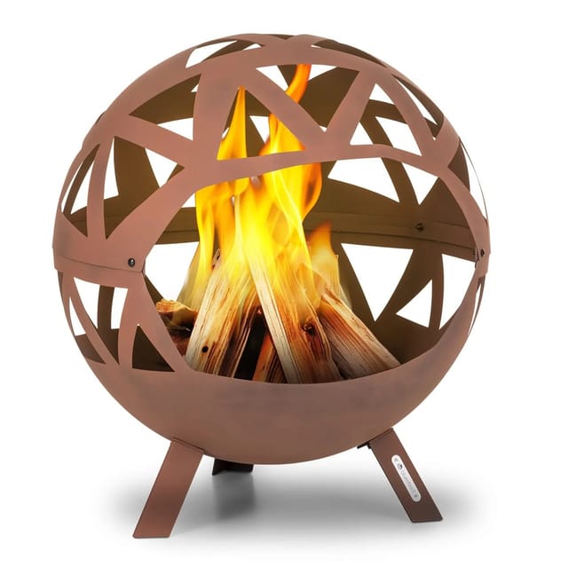 Blumfeldt Colima Feuerschale Ø 66 cm Kugelform Holzkohlerost & Ascheschale Geometrisch Rost